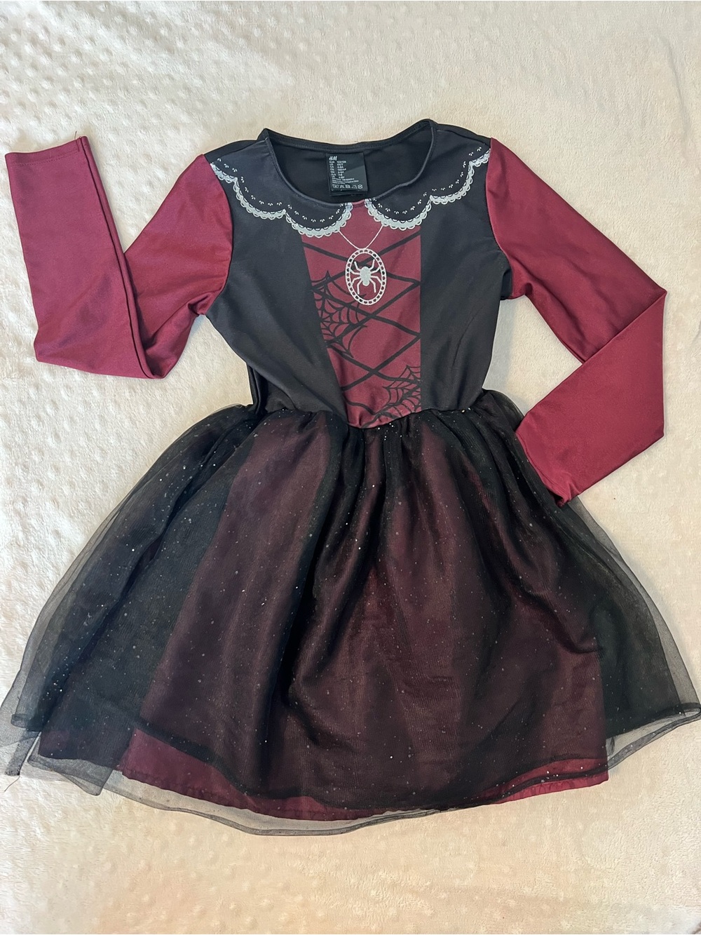 Girls' Burgundy & Black Spiderweb Costume Dress - Kids Costume